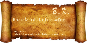 Bazsánt Krisztofer névjegykártya