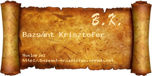 Bazsánt Krisztofer névjegykártya